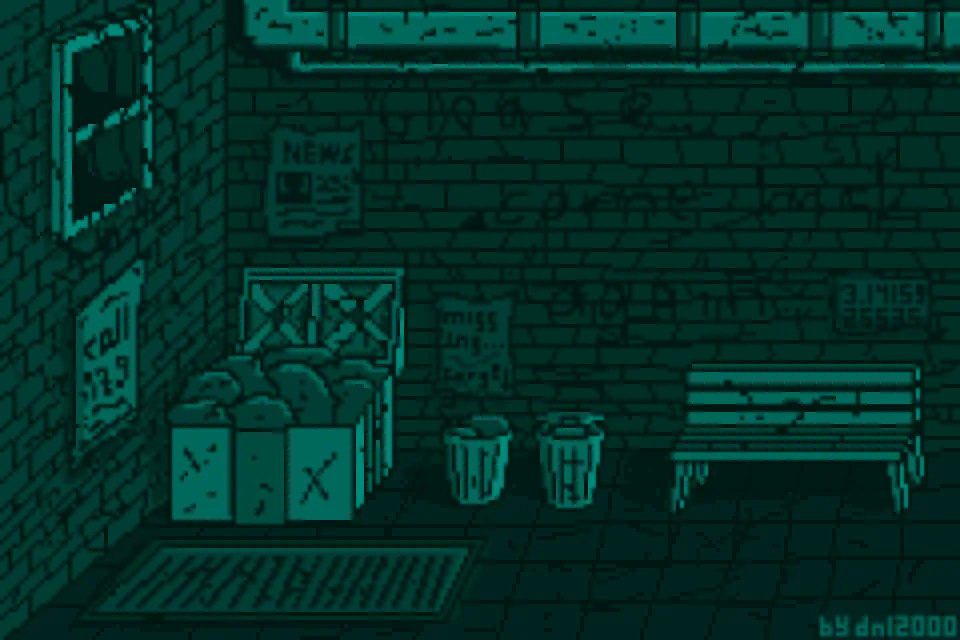 Pixel art of an abandoned dead-end street